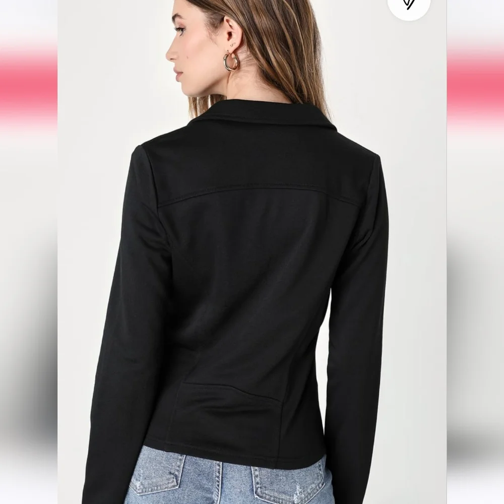 Lulu's NWT Black Knit Moto Jacket size S - Picture 3 of 4
